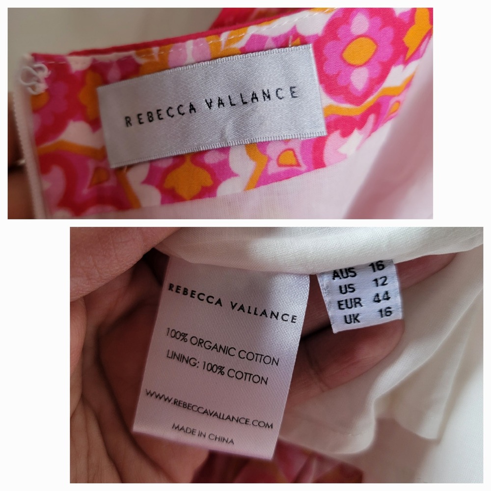 Rebecca Vallance Serafino Printed Peplum Ruffle Mini Dress Organic Cotton 12 - Picture 7 of 12